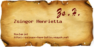 Zsingor Henrietta névjegykártya